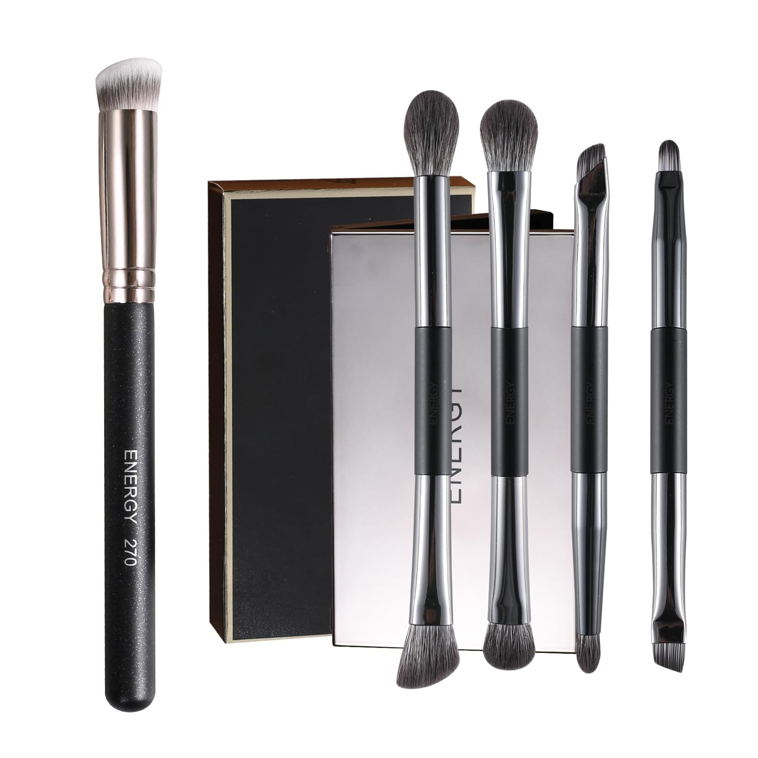 ENERGY Travel Makeup Brush Set for Foundation Powder Eyeshadow Concealer Eyeliner Eyebrows Lip Blending with Liquid Cream Powder Makeup