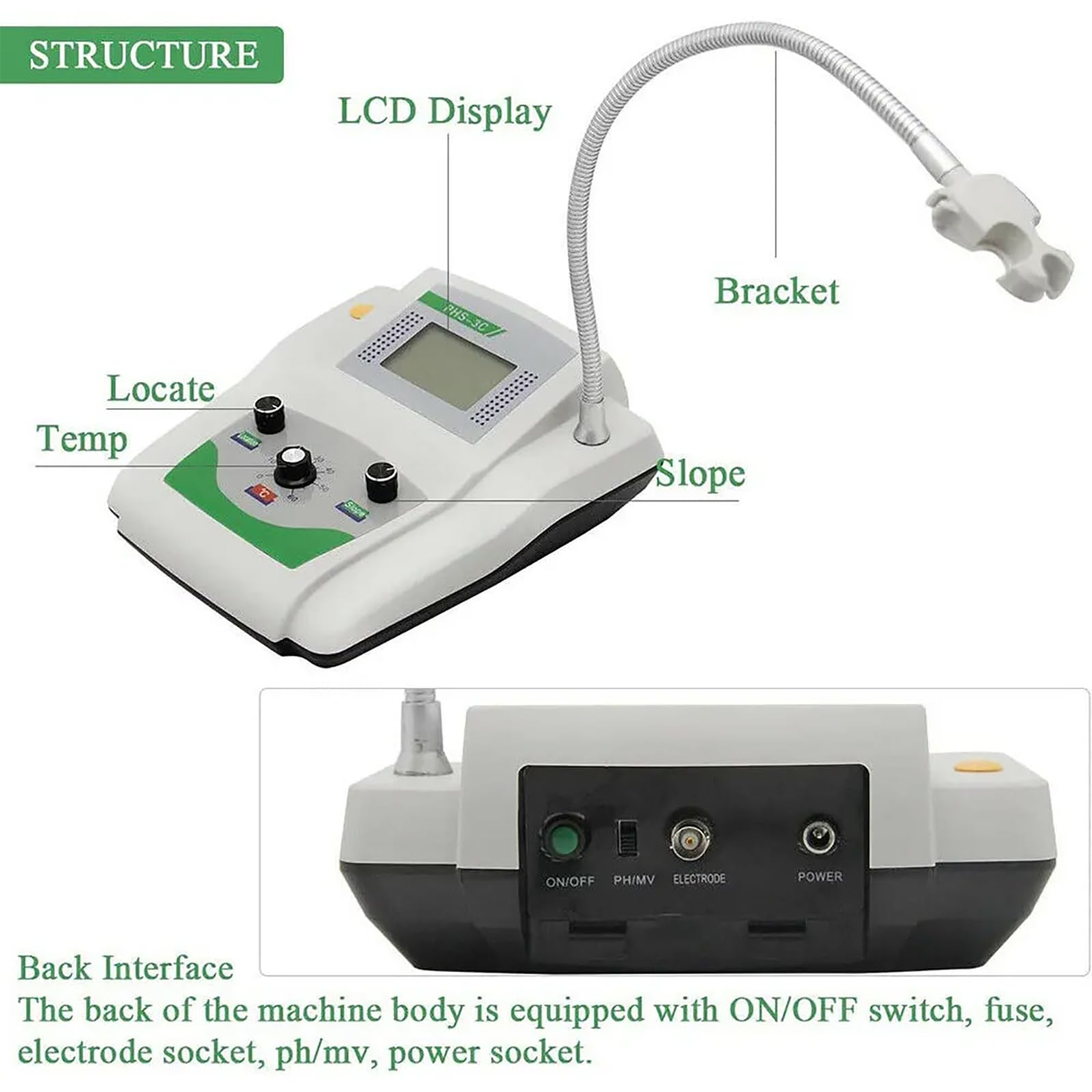 Medidor de pH digital de laboratorio, precisión ± 0,01 pH para química, investigación, escuelas, uso industrial, dispositivo de medición de acidez de escritorio, simple y fiable