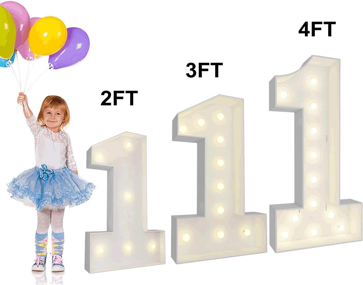 JoyBox Design 2FT Marquee Light Up Letters Numbers, Mosaic Balloon Frame, Party Decoration for Birthday, Wedding, Anniversary, Graduation – Number 3