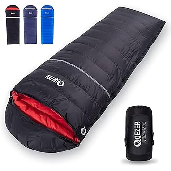 CW400 寝袋 軽量 ダックダウン 冬用 厚手 暖かい 超軽量 アウトドア ハ Amazon.co.jp: QEZER 寝袋 冬用封筒型シュラフ 軽量高級ダウン