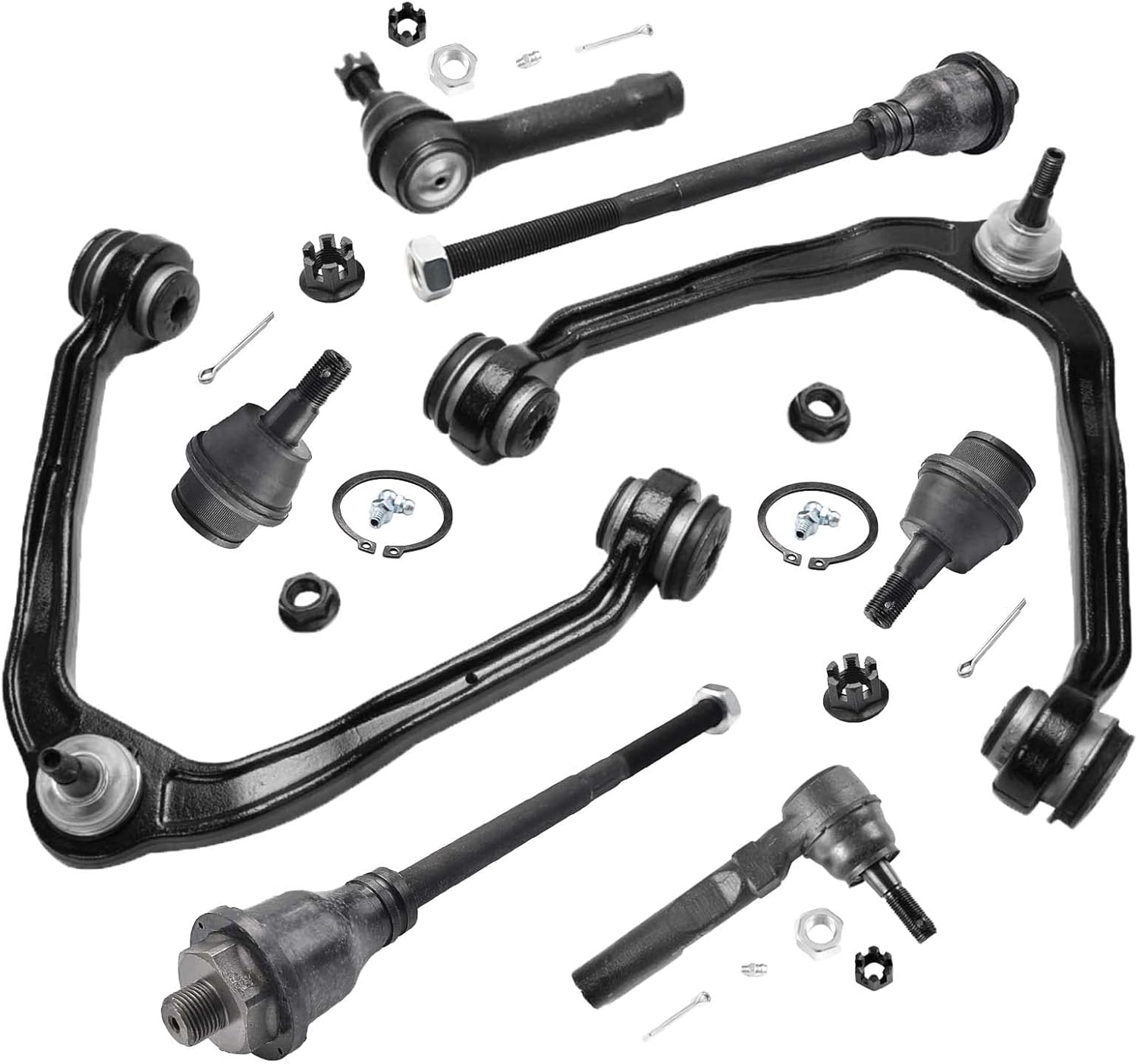 ASTARPRO 6 Lug Suspension Kit 8pcs Front Upper Control Arm | Front Lower Ball Joints | Tie Rod Ends Compatible with Cadillac Escalade Chevrolet Avalanche/Silverado/Suburban/Tahoe GMC Yukon