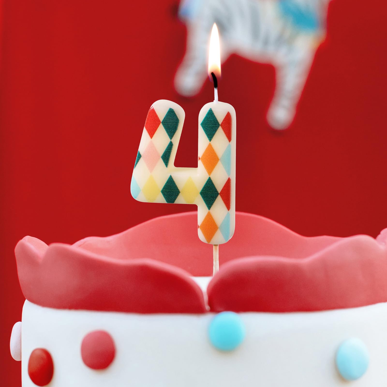 Elegant Number 4 Birthday Candle for Circus-Themed Party Celebrations Rhombus