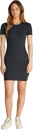 Calvin Klein womens WASHED WOVEN LABEL RIB DRESS Dresses - Best Deal Finder