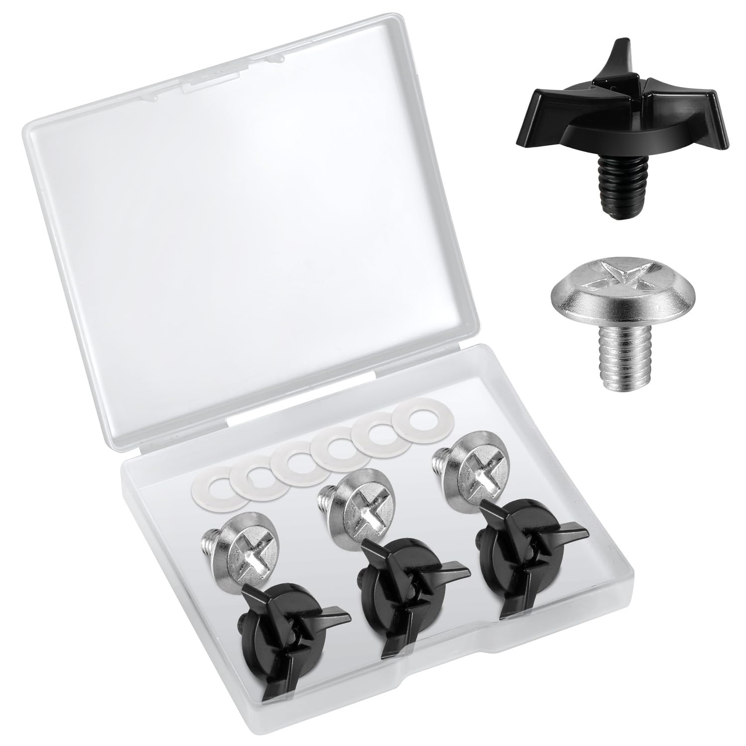 NQEUEPN 6pcs Motorcycle Helmet Screws, Helmet Visor Clip Screws with 6pcs Rubber Washers Motorcycle Headgear Accessories (Black & Silver) โ image 1