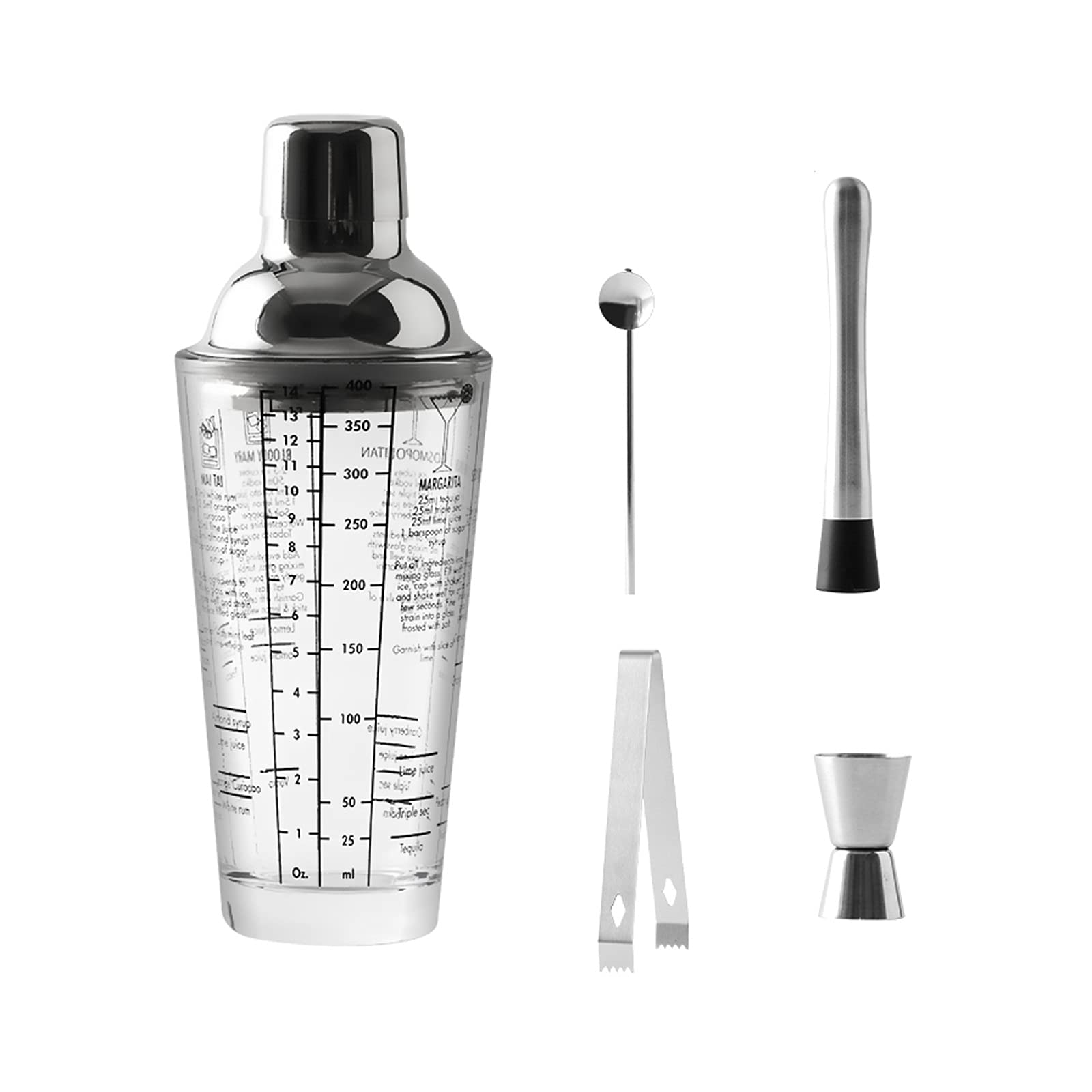 Juego de Coctelera Coctelera de vidrio,coctelera,tapa de mezcla,tapa a prueba de fugas,coctelera,coctelera de cóctel,agitador de bebidas,regalos del kit de barman. Agitador de Cócteles ( Color : D )