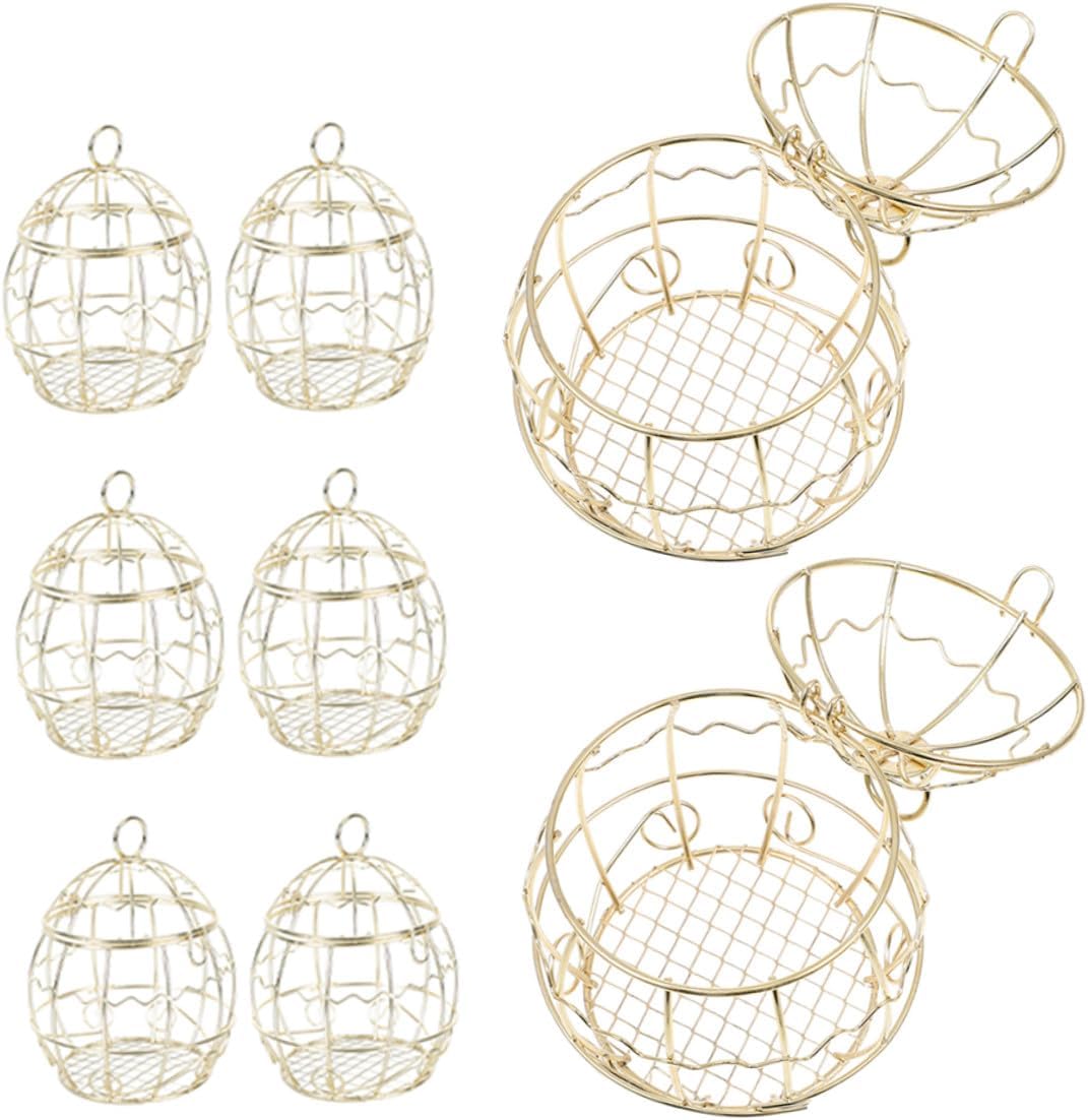 Housoutil Metal Birdcage Candy Boxes 8pcs Hollow Iron Wire Candy Containers Wedding Favor Boxes Gold Hollow Party Treat Packaging for Sweets