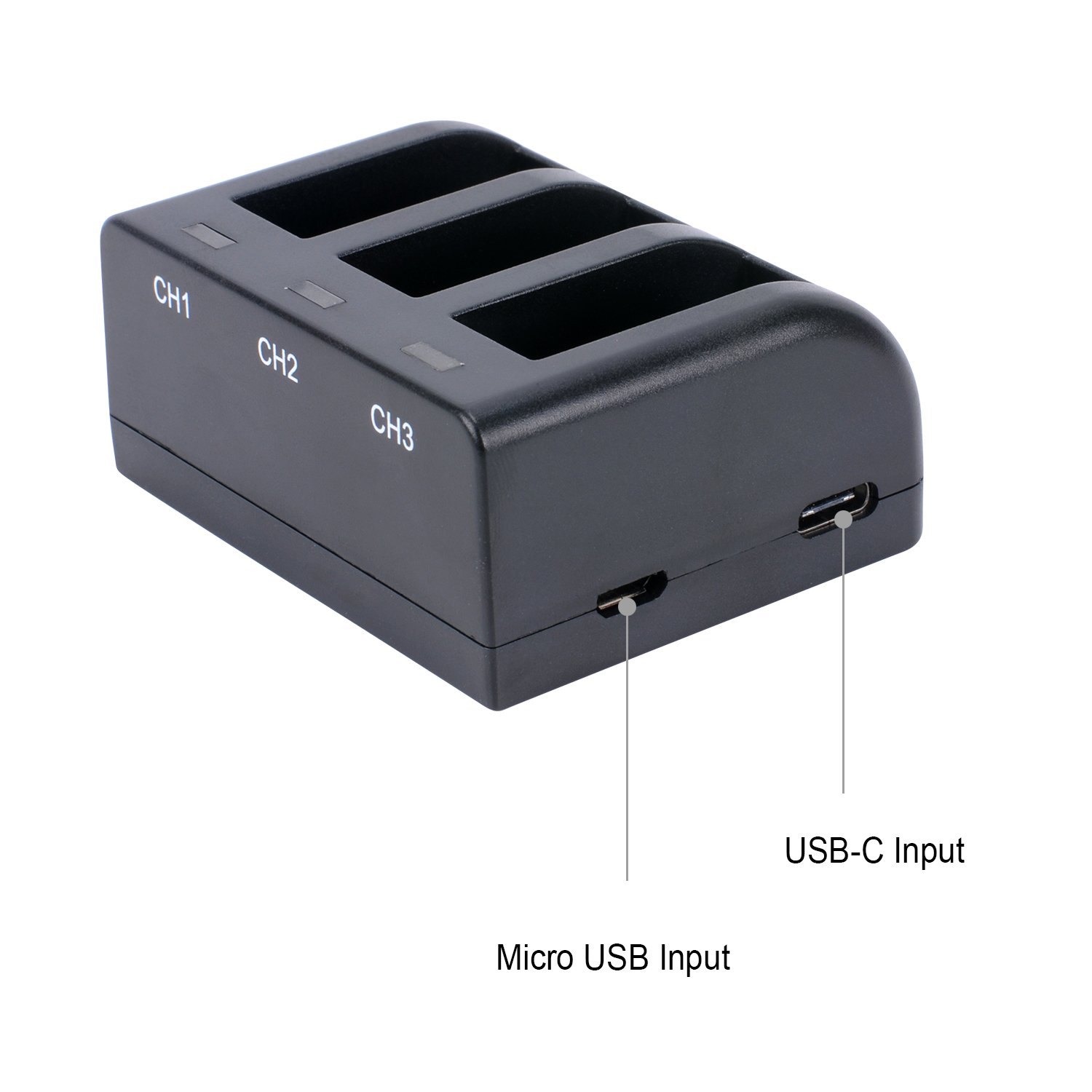 Smatree Lot de 2 Batteries avec Chargeur 3 canaux Compatible avec GoPro Hero Max