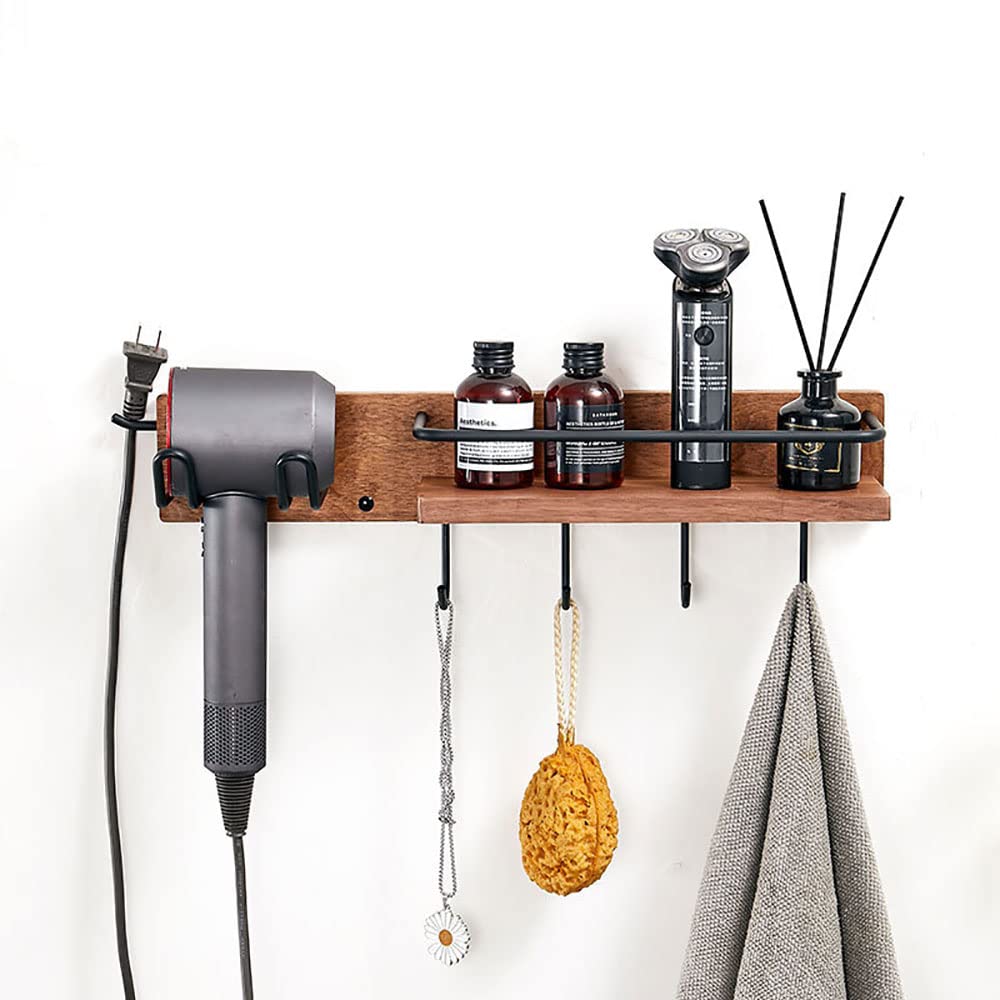 Porta Phon Da Muro Senza Fori - Supporto Per Asciugacapelli E Piastra, Lega Di Alluminio Nero Per Bagno - Foto 7