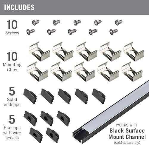 Miniatura 2 de Armacost Lighting Paquete de accesorios de luz de cinta LED de montaje en superficie - negro 960005