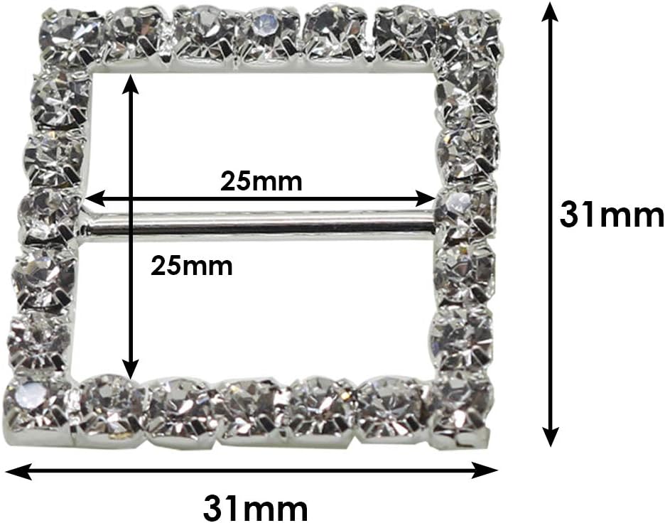 Trimming Shop Square Shaped Rhinestone Buckle Crystal Diamante Slider Buckle for Embellishment Women Purse Ribbons - Image 3