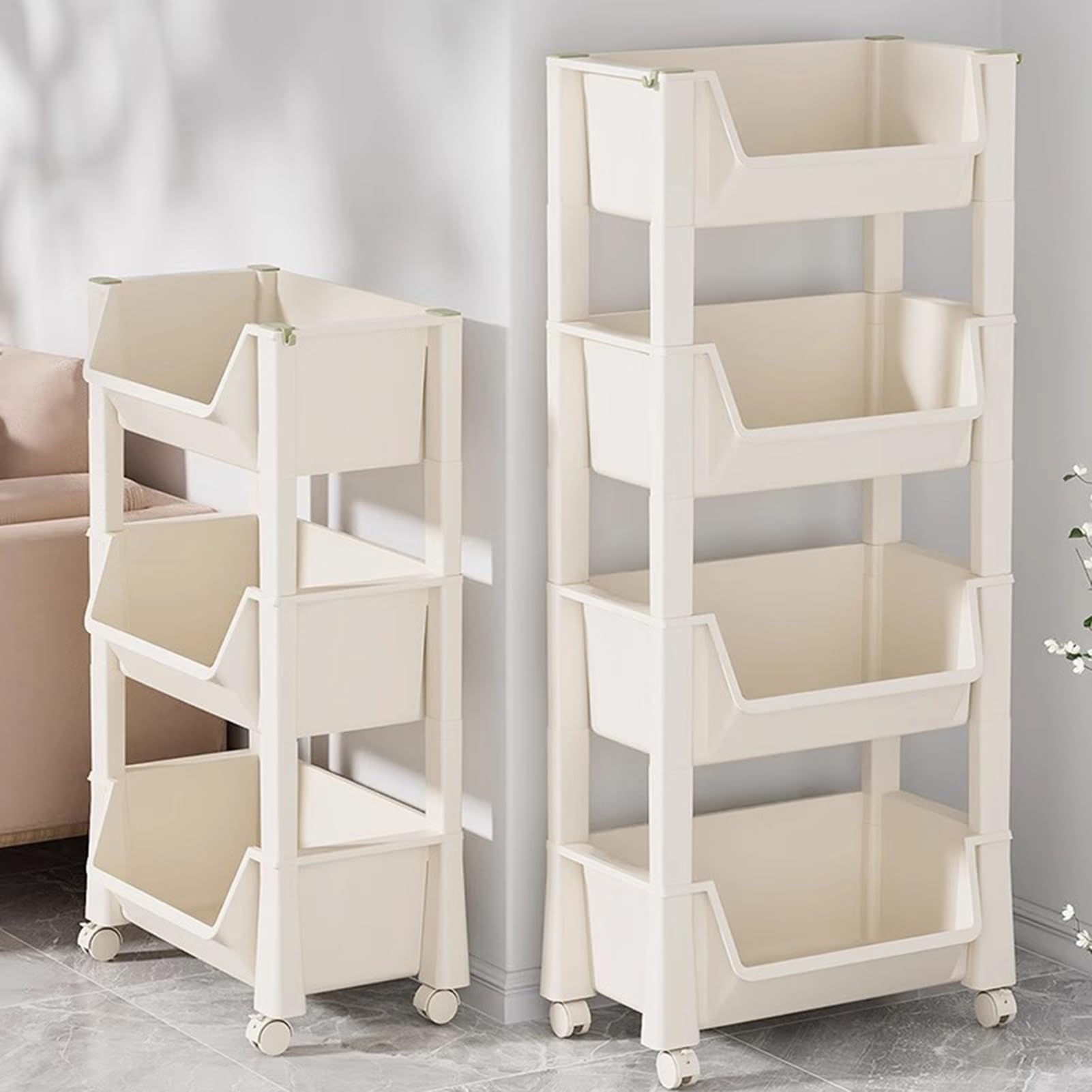 Scaffale multifunzionale per cucina, bagno, soggiorno, organizer rotante su ruote (36 x 25 x 103 cm)