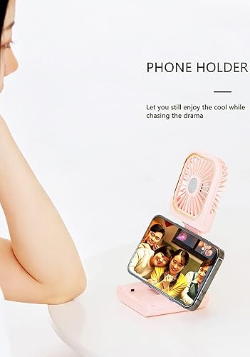 Miniatura 5 de Mini ventilador, ventilador portátil recargable por USB, ventilador portátil con tres velocidades de viento, soporte plegable para teléfono celular.