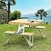Outsunny Maleta Mesa Plegable Camping Picnic Playa 4 Asiento Agujero de Sombrilla...
