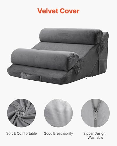 Miniatura 3 de VEVOR Almohada de cuña para dormir, juego de 4 piezas de cuña ortopédica ajustable, soporte para brazo, pierna, cuello, hombros, almohada poscirugía