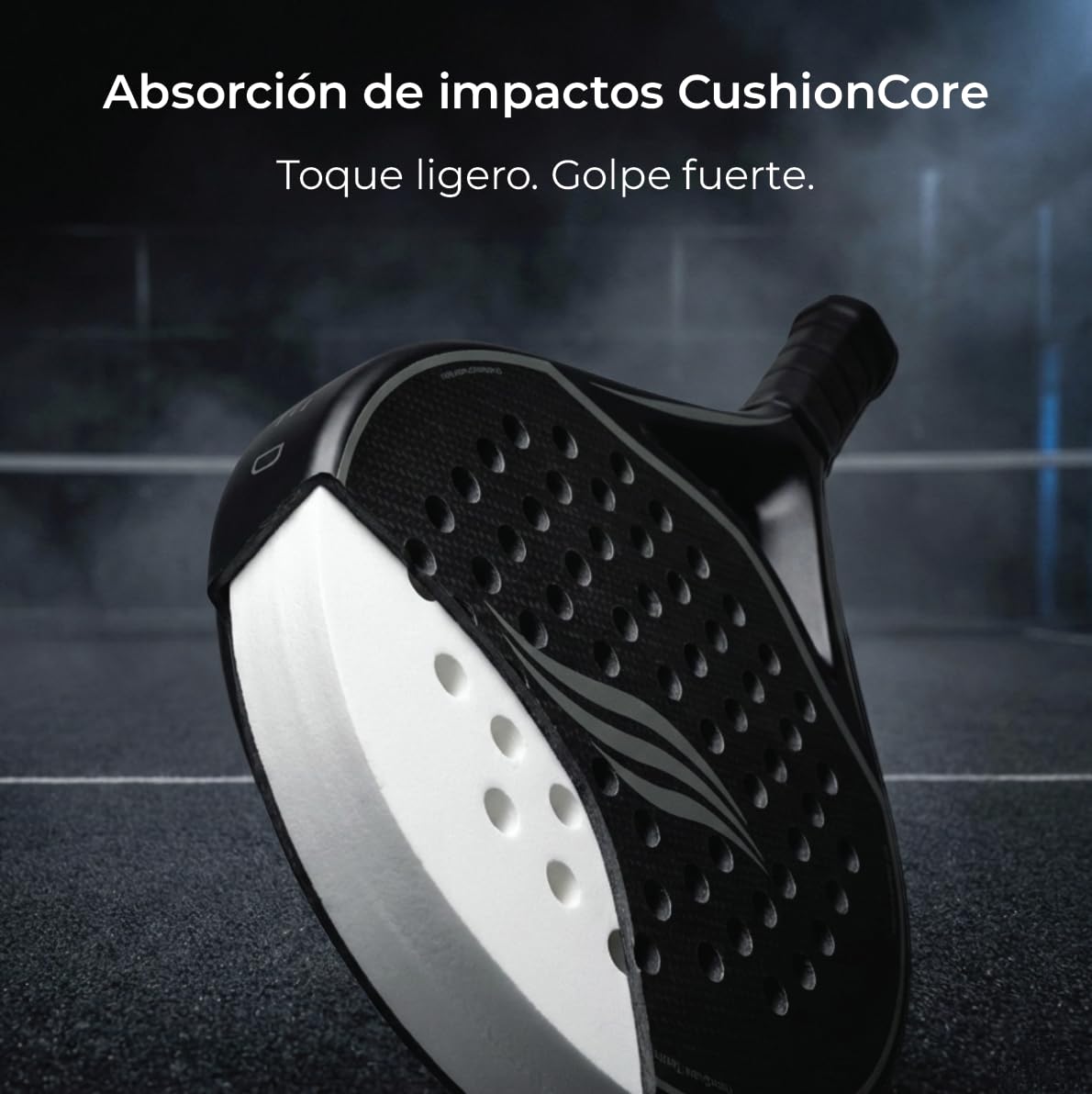 Pala Padel - Marco y Superficie de Fibra de Carbono en Forma de lágrima | Núcleo de Espuma EVA, Estructura Ligera de Control y Potencia + Padel Raqueta Funda | 2 años de garantía