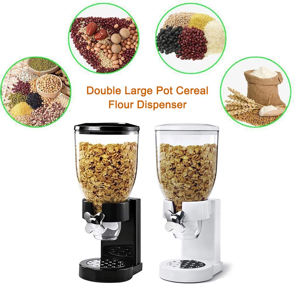 Dispenser Singolo Per Cereali, Contenitore Per Alimenti Secchi Con Design Facile Da Pulire, Adatto Per Cereali Farina D'avena Caramelle Noci Pasta Di Riso Alimenti Per Animali (Nera)