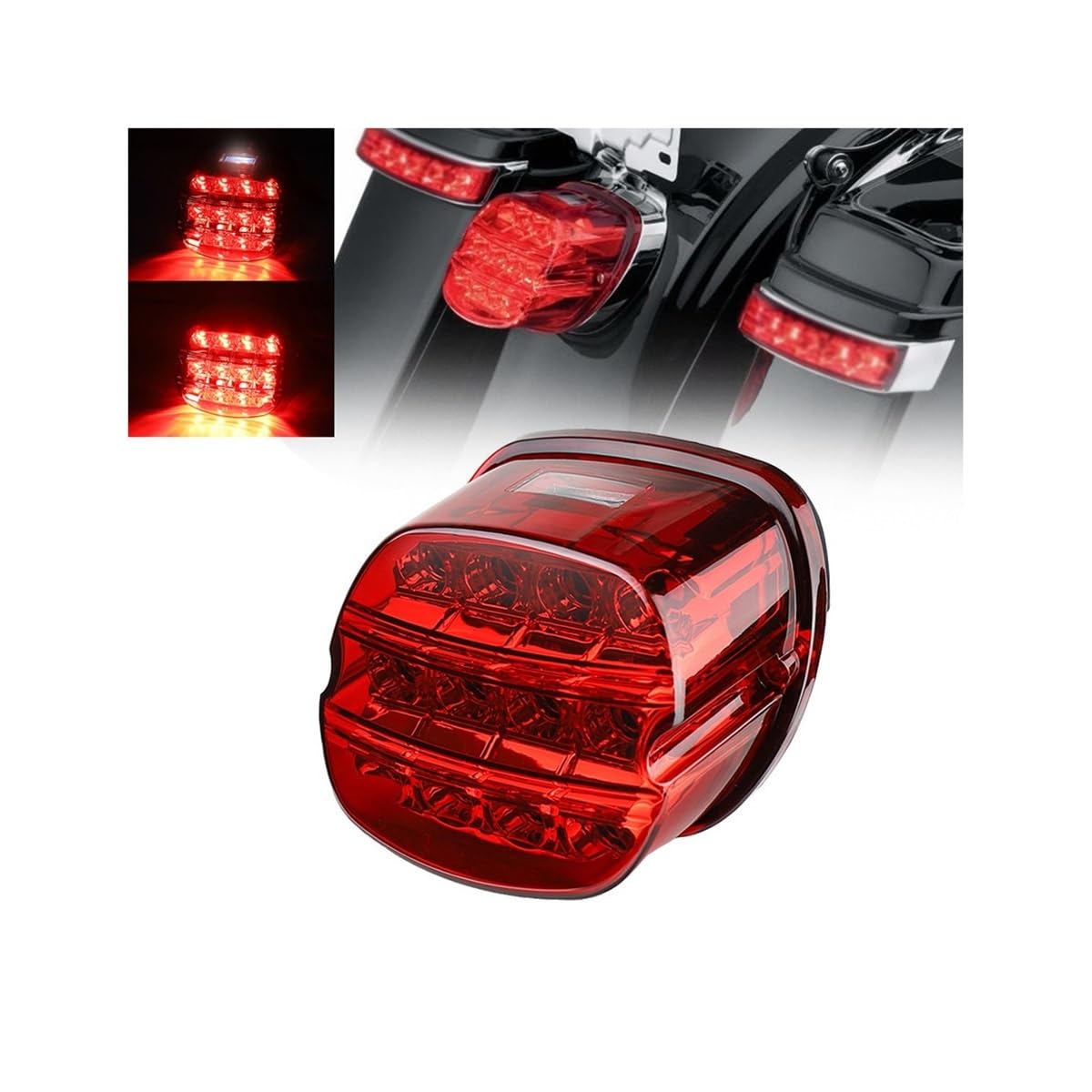 DAGMARA Moto Freno Luces Trasera Cola Accesorios para motocicletas, luz trasera de freno LED una pieza, matrícula, indicador parada para Road King 99-17 FXDL