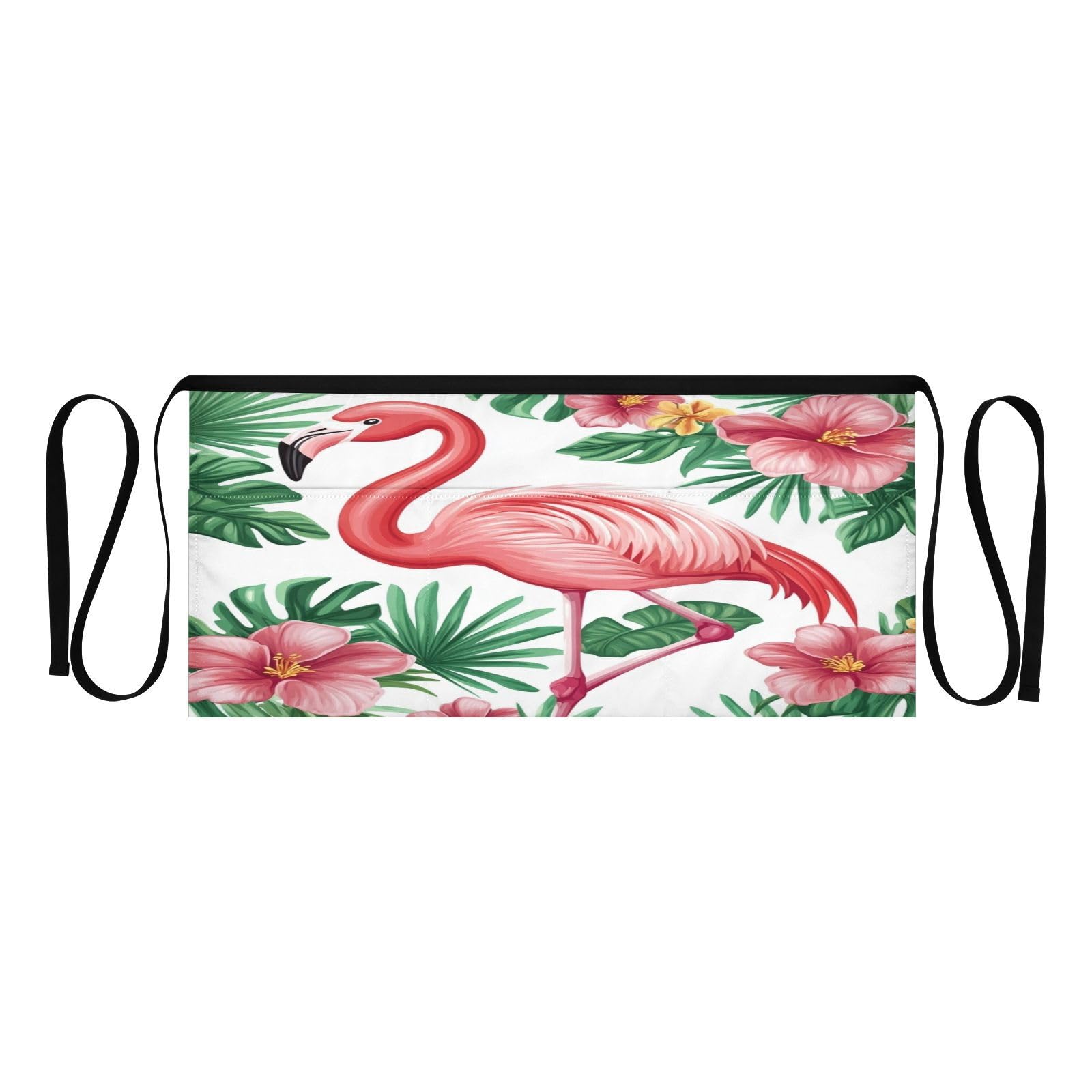 Kigai Flamingo Server Aprons for Men Women Water & Oil Resistant Waitress Waiter Waist Apron with 3 Pockets