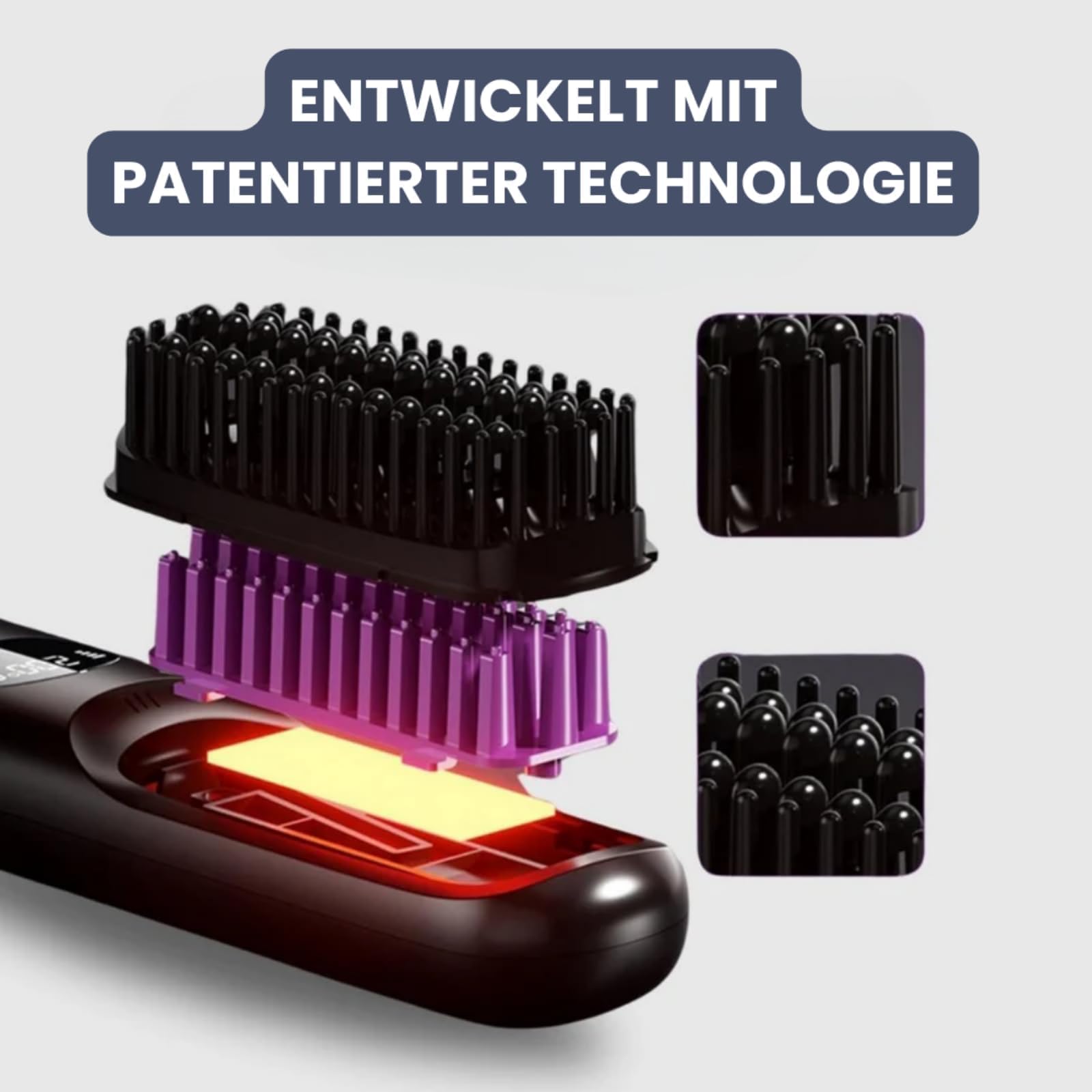 Clinora - Spazzola lisciante per capelli corti, senza fili con indicatore LED, spazzola lisciante e spazzola per lo styling, 3 livelli di temperatura, per capelli lisci, ricci e asciutti, portatile