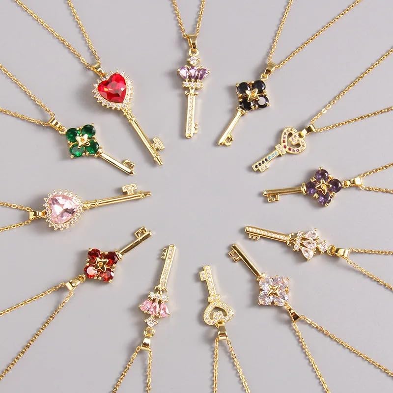 Collier pendentif clé cœur argent 925 véritable d'exception - 3