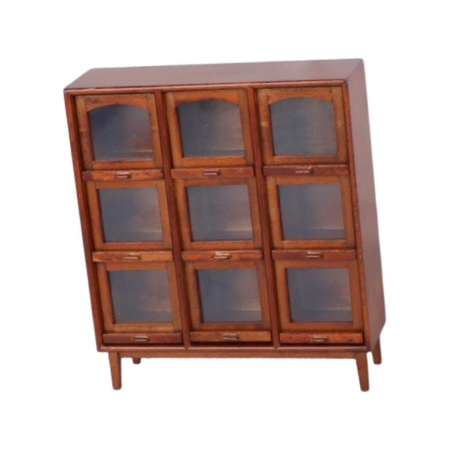 Estante para Casa de Muñecas Que Incluye Vitrina en Miniatura, Organizador de Accesorios de Madera para Casa de Muñecas, Decoración Hecha a Mano, Madera Oscura