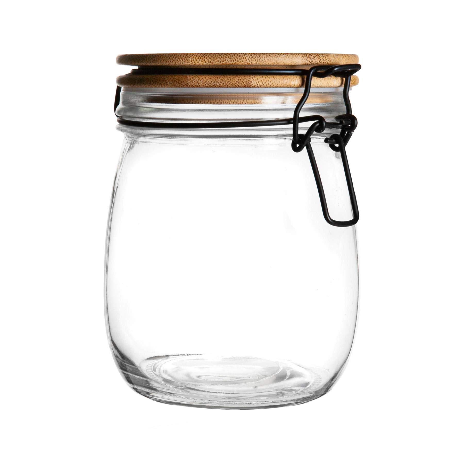 Argon Tableware 750ml Storage Jar - Glass with Wooden Lid - Clear
