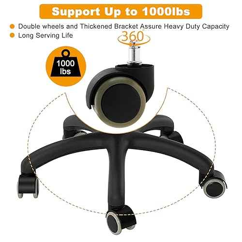 Miniatura 5 de Mgoodoo Ruedas para silla de oficina, ruedas de repuesto resistentes adecuadas para todos los pisos y alfombras, ruedas giratorias universales