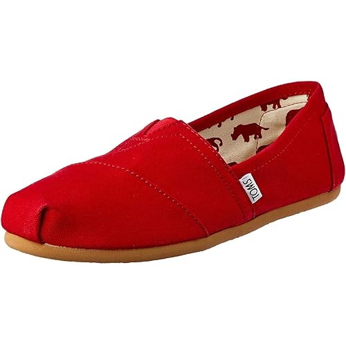 TOMS Women's Classic Core Alpargata Slip-On, Red Canvas, 10