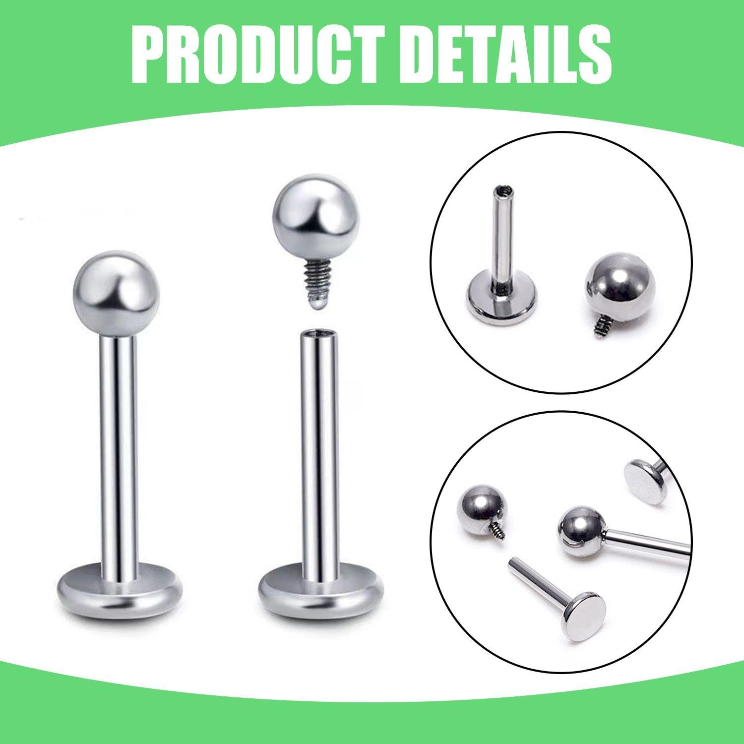 4 Pares Pendientes De Labios De Acero Inoxidable, Pendientes De Nariz Plateados, Pendientes De Tragus, Pendientes De Labio Inferior, Pendientes De Labios Unisex