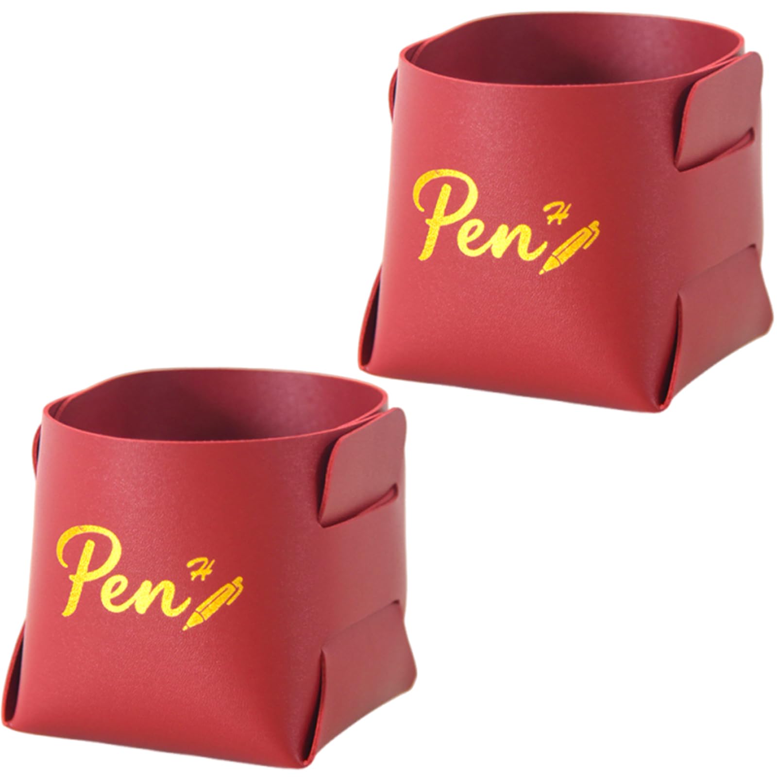 HDOYTXXM 2pcs Workplace Desk Planner Basket Pliable PU Leather Container for Efficient Writing Materials Makeup Arrangement Pliable PU Storage Container