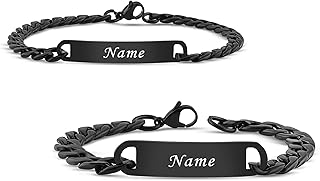 Personalisierbares Partnerarmband mit Gravur | Hochwertiges Pärchenarmband aus Edelstahl in Schwarz | Persönliche Namensgravur | Ideal als Armband für Paare oder Freundschaftsarmband