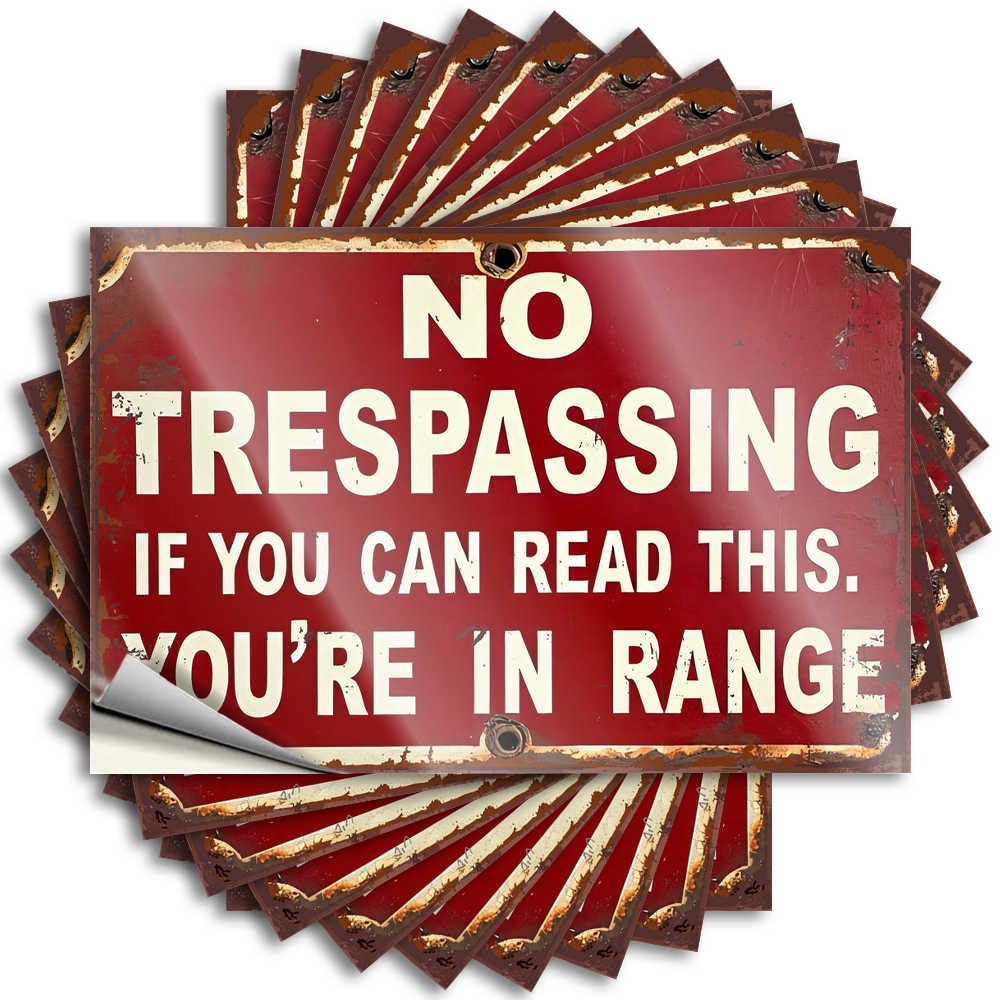 Lettering Sticker Western Bathroom Space Bumper Warning: No Trespassing - You're in Range! - No Residue Decals for Checkered(8X12CM)