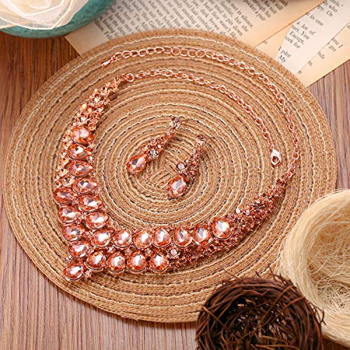 EVER FAITH Damen Schmuckset Strass Kristall Hochzeit V-förmige Teardrop Braut Halskette Ohrringe Set