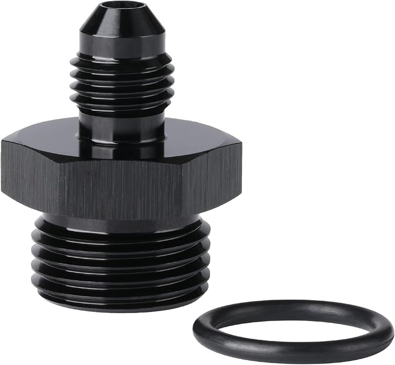 Adaptador de linha de combustível 4AN macho para 8AN ORB Podavelle em alumínio preto – 1 unidade