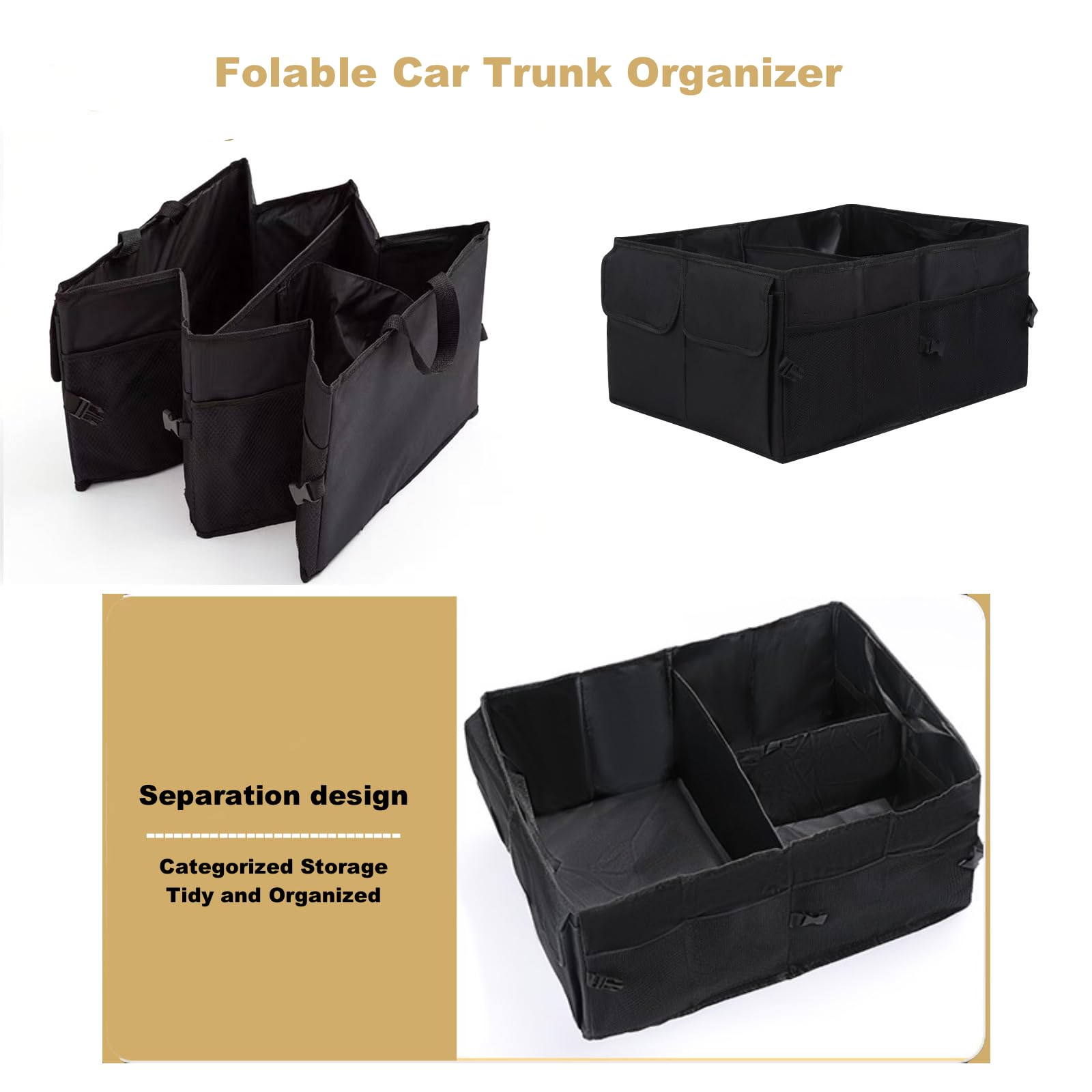 Black Friday Deals 2025 FORTEM SUV Trunk Organizer, Car Organizer, Collapsible Multi-Compartment Storage Bag For Car Accessories For Women Men, 1680D Oxford, Non Slip Bottom, Adjustable Straps, (50L - View #10