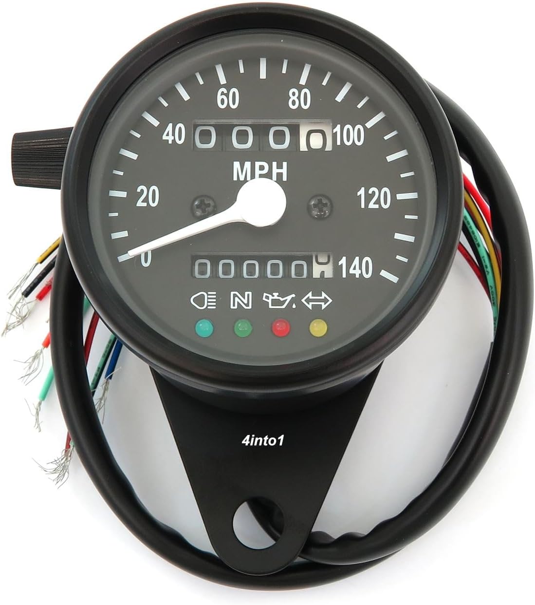 Mini Speedometer w/Indicator Lights & Trip Meter - 2240:60 - Black - MPH - Motorcycle Scooter Dirt Bike