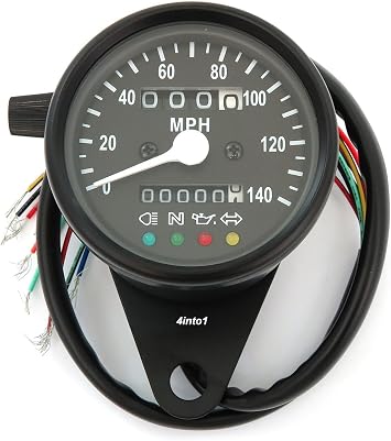 Mini Speedometer w/Indicator Lights & Trip Meter - 224060 - Black - MPH
