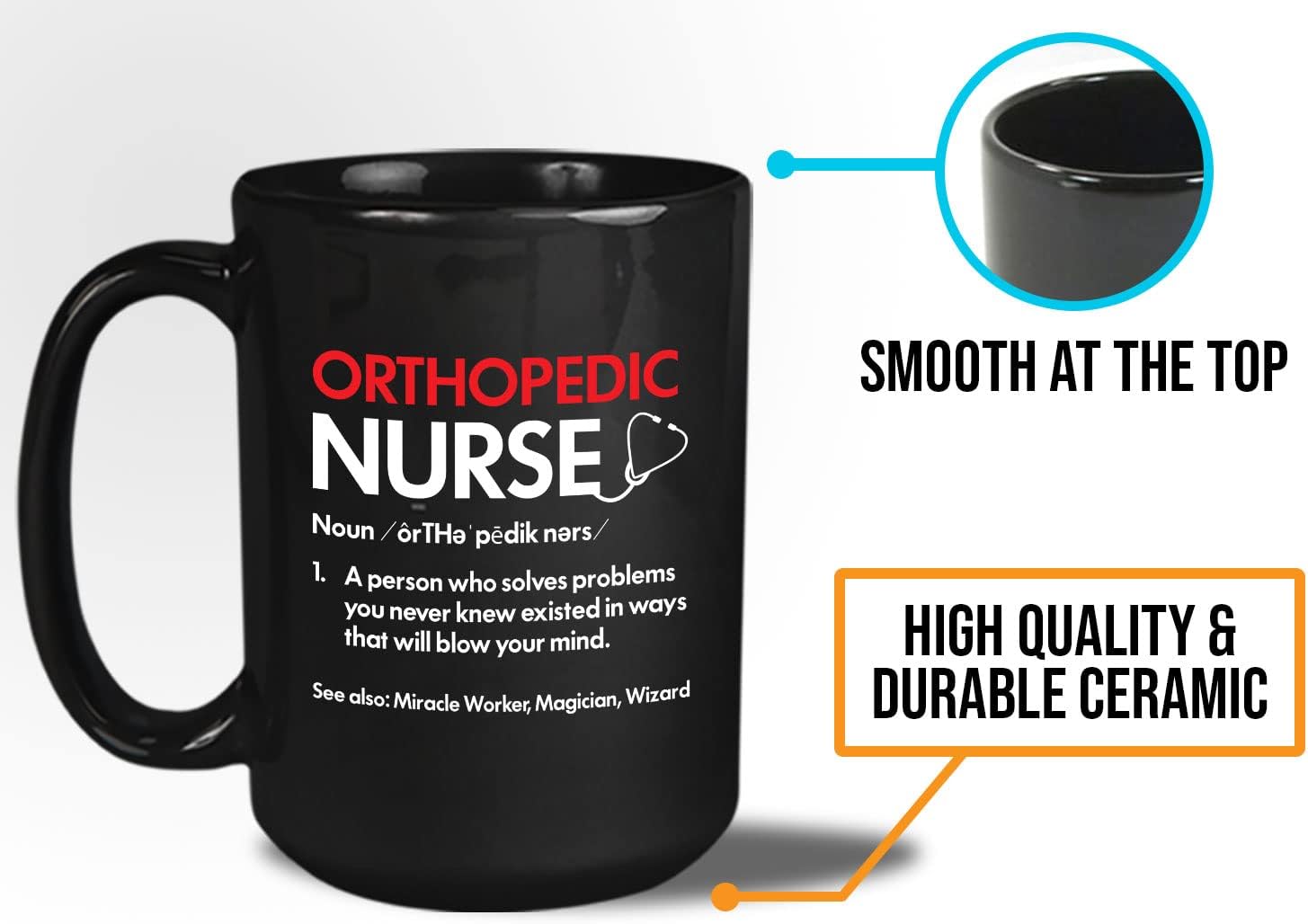 Bubble Hugs Nurse Coffee Mug 15oz Black - Orthopedic Nurse Definition - Dictionary Ortho Musculoskeletal and Disorders RN Nursing School Xray Hospital