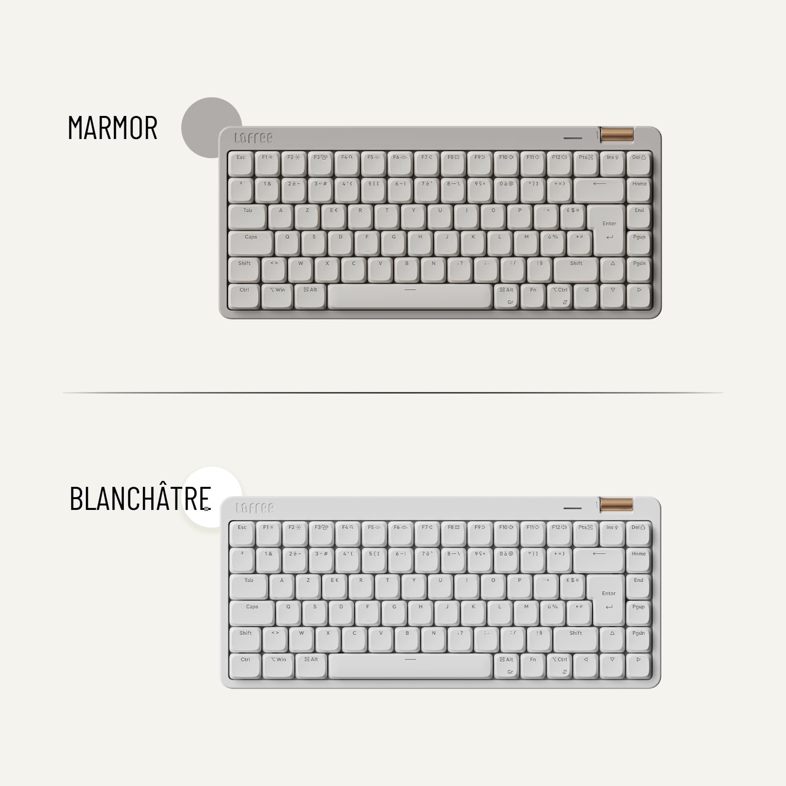 LOFREE Clavier mécanique Flow Lite84 Touches sans Fil Rechargeable Interchangeable avec récepteur2.4G, Connexion BT et Filaire pour Windows Mac Interrupteurs linéaires(Marble) Disposition FR