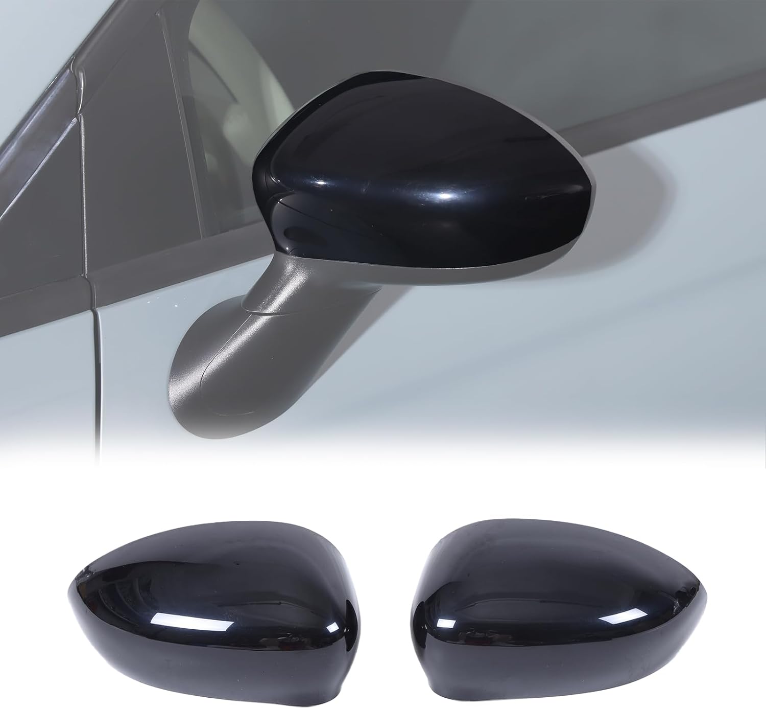 2PCS Car Rearview Mirror Cover Trims Compatible with Fiat 500 2016-2024 Car Exterior Door Side Rear View Mirror Protector Cover Exterior Accessories (Black)