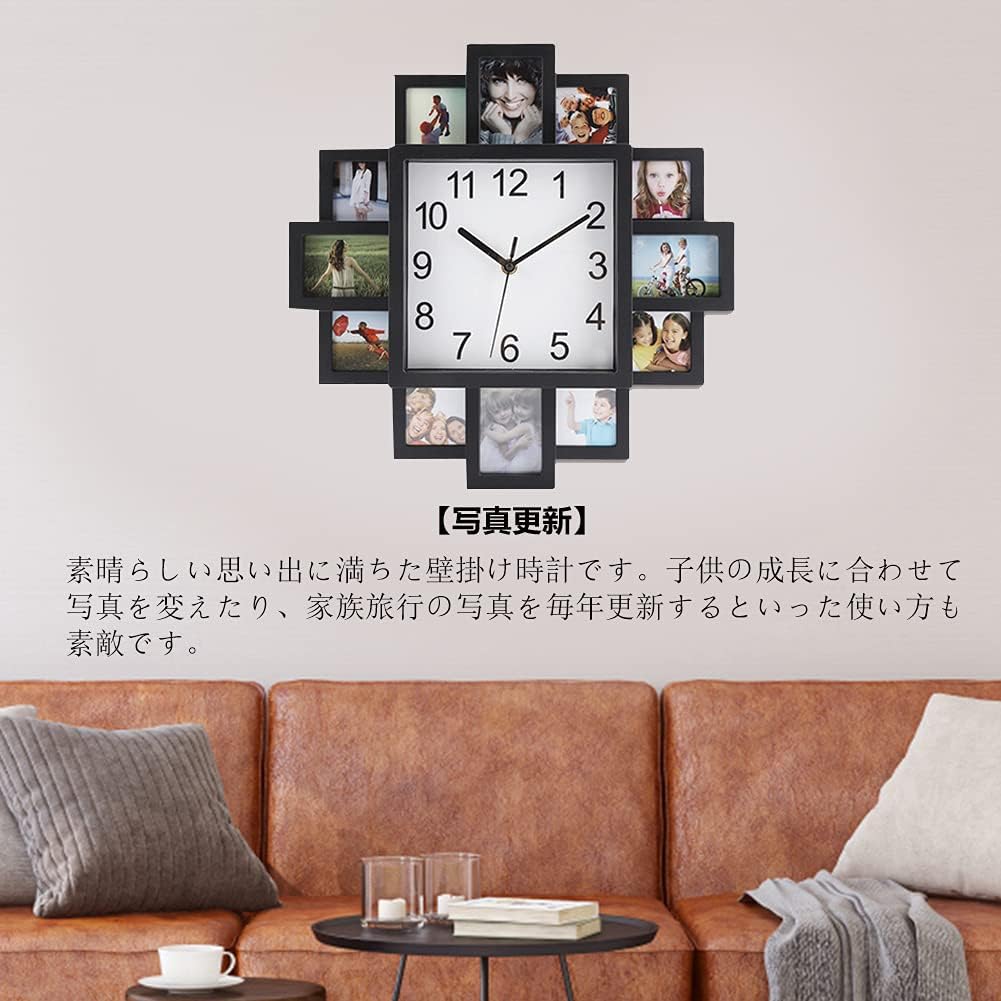 Amazon Co Jp 壁掛け時計 フォトフレーム付掛け時計 Diyフレームクロック 掛け時計 静音 12枚 写真入り 写真たて フォトフレーム寝室 部屋 店舗 家 おしゃれ インテリア 贈り物用 新築祝い お祝い 記念日 ホーム キッチン