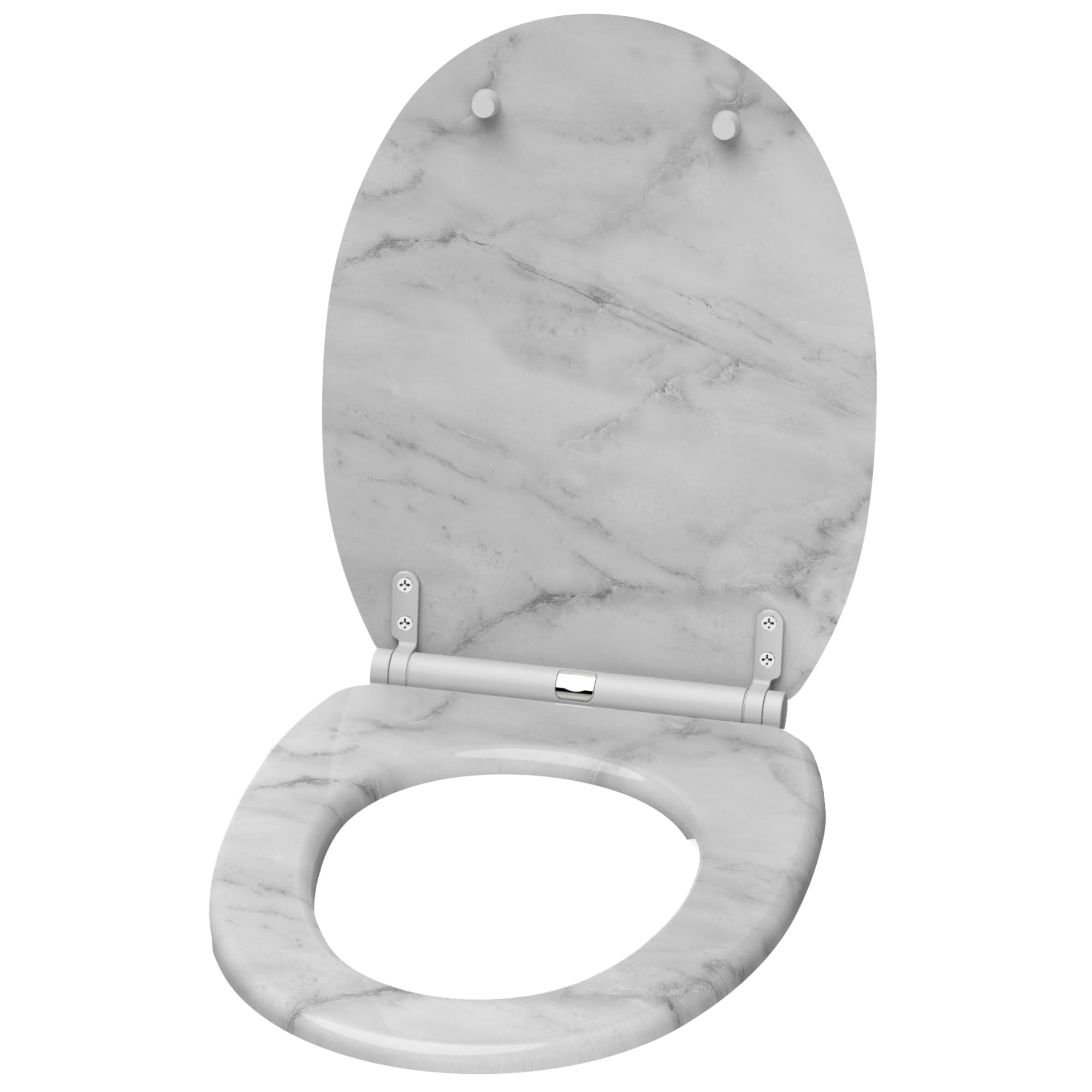 Sanilo Sedile WC con chiusura ammortizzata e sgancio rapido, il coperchio del WC può essere rimosso con la semplice pressione di un pulsante, facile montaggio dall'alto (Marmo)
