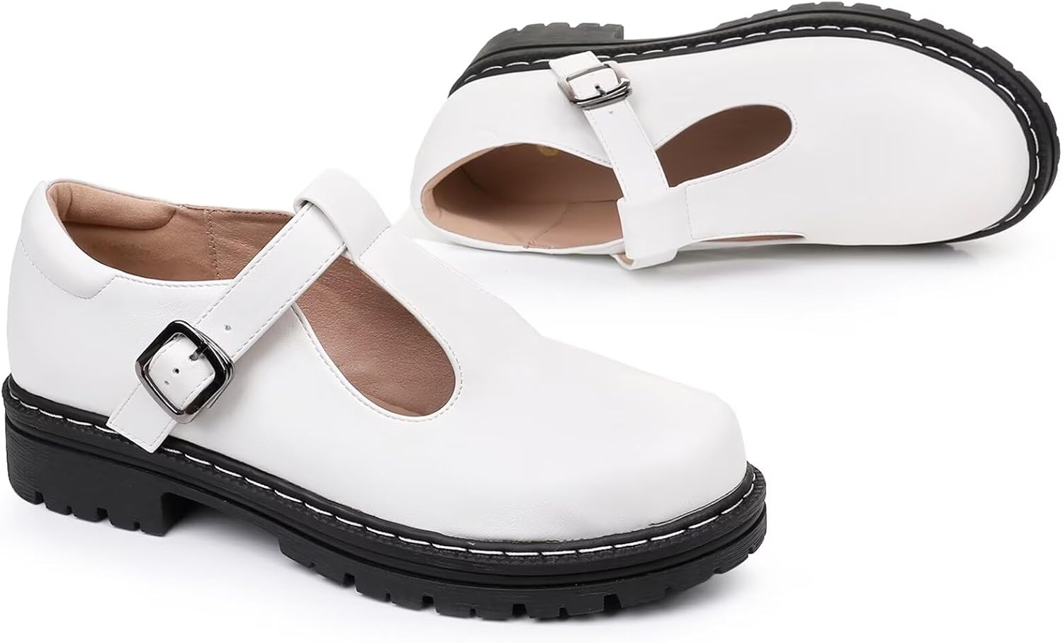 Mary Jane T-Strap Oxford Shoes for Women, Round Toe Flat Comfort Footwear, Adjustable Ankle Strap, Retro Low Top Shoes for Office, School, Daily Walking & Weekend Outings - Image 5