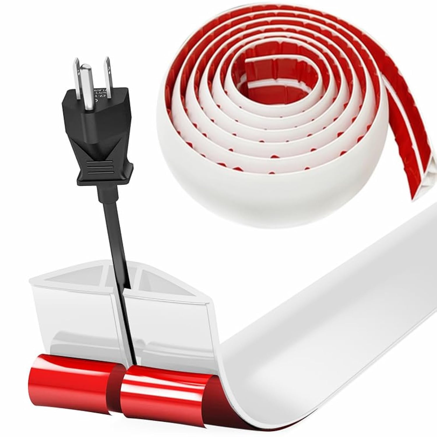 Pasacables Suelo, Canaleta Cables Suelo, 3.0M x2cm Protector de Cables para Suelo, Cubiertas de Suelo para Cables Autoadhesiva Montaje para Todos los Hogar, Oficina, Escuela,Almacén(Blanco-Redondeado) — view 27
