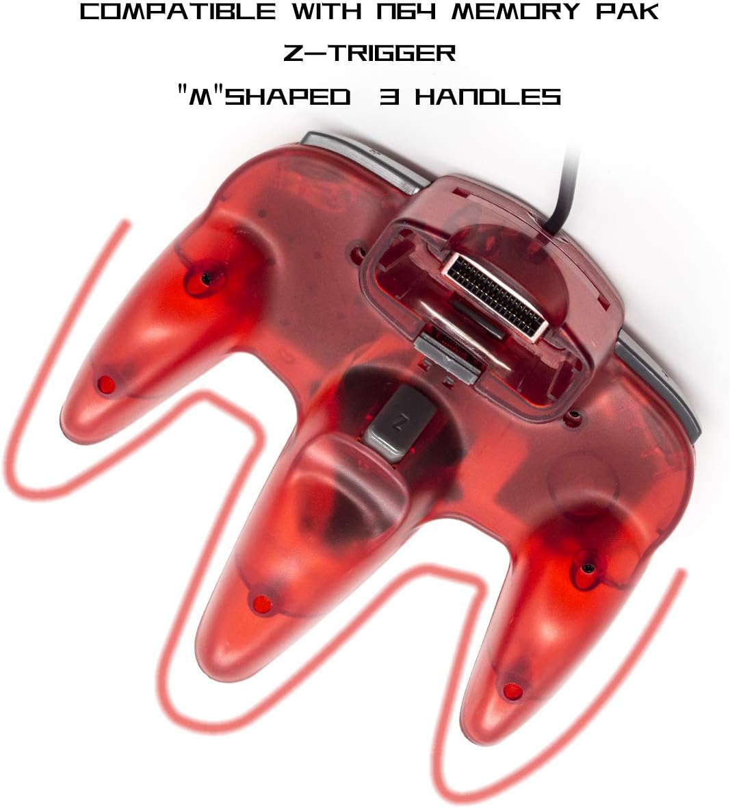 Wired Controller for Nintendo 64 N64 Console, Upgraded Joystick Classic Video Game Gamepad（Clear Red and Clear Blue,Pack of 2）