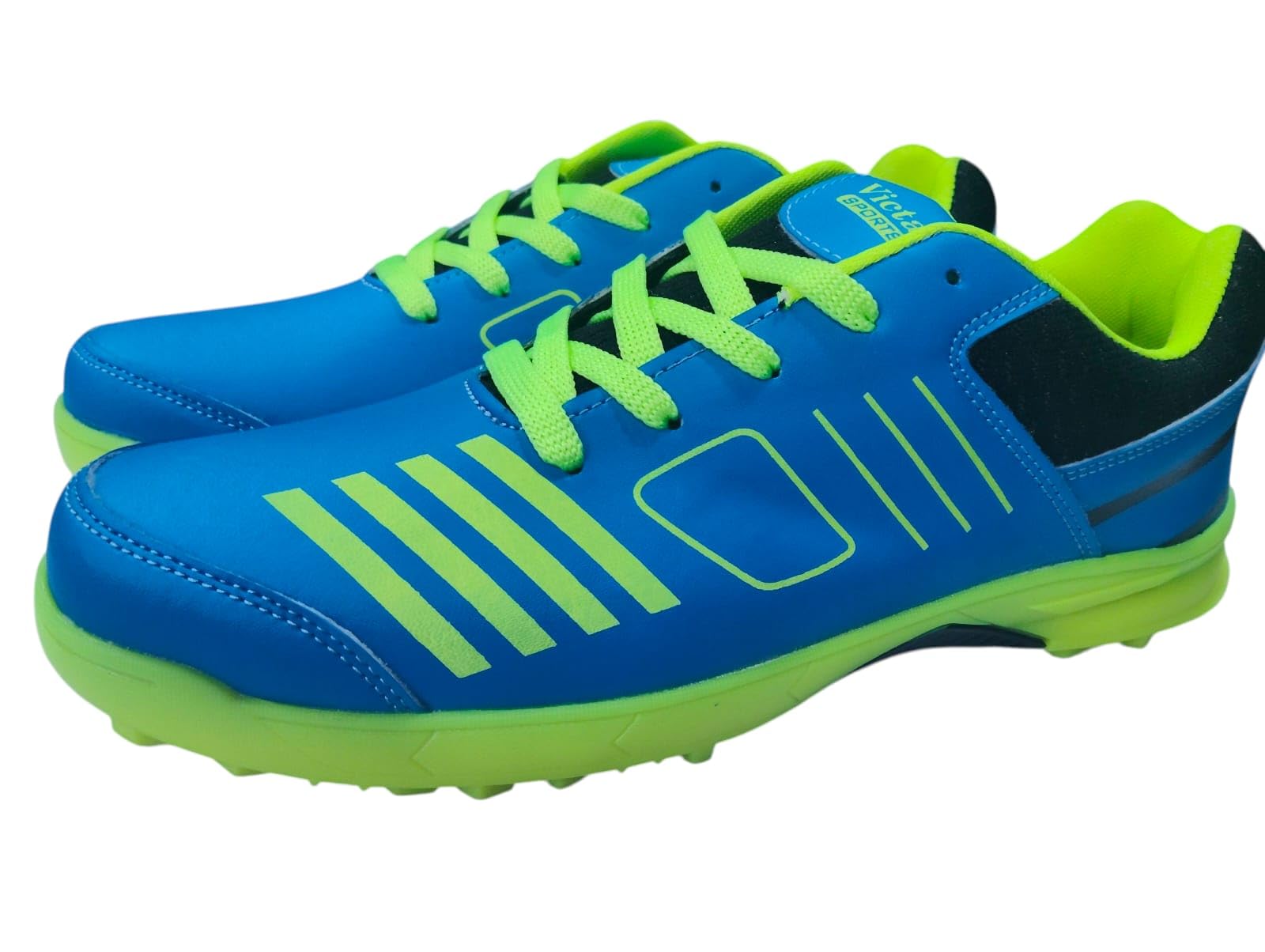 Victall Sports Cricket Shoes for Men and Boys, White with Blue Trim, Lightweight PU Upper, Lace-Up Style, High Top Athletic Footwear-image-6