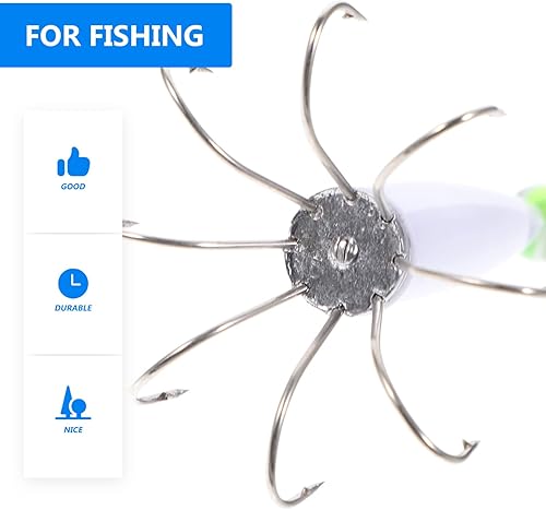 Miniatura 6 de BESPORTBLE Plantillas de agua salada Agujas de calamar luminosas blancas Agujas de acero inoxidable Fluorescente Pesca de sepia Cebos de calamar