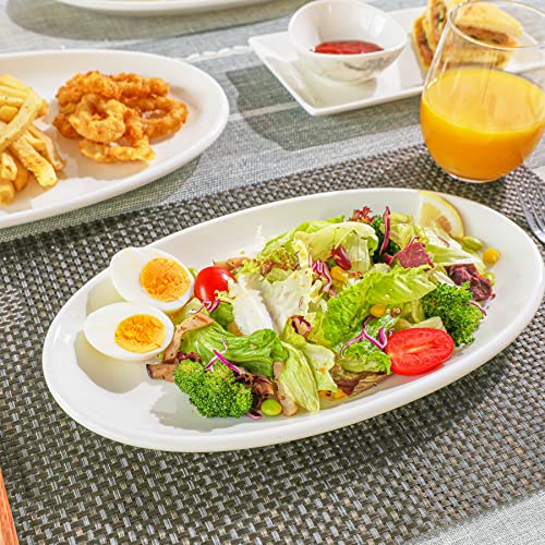 Sweese 749.101 Large Serving Platters, Ova Serving Platters White Porcelain Plate For Party, Large Oval Serving Trays Serving Plates For Fish Dish, Steak, Restaurant, Dessert Shop, Set Of 2, 14 Inches #TOP5