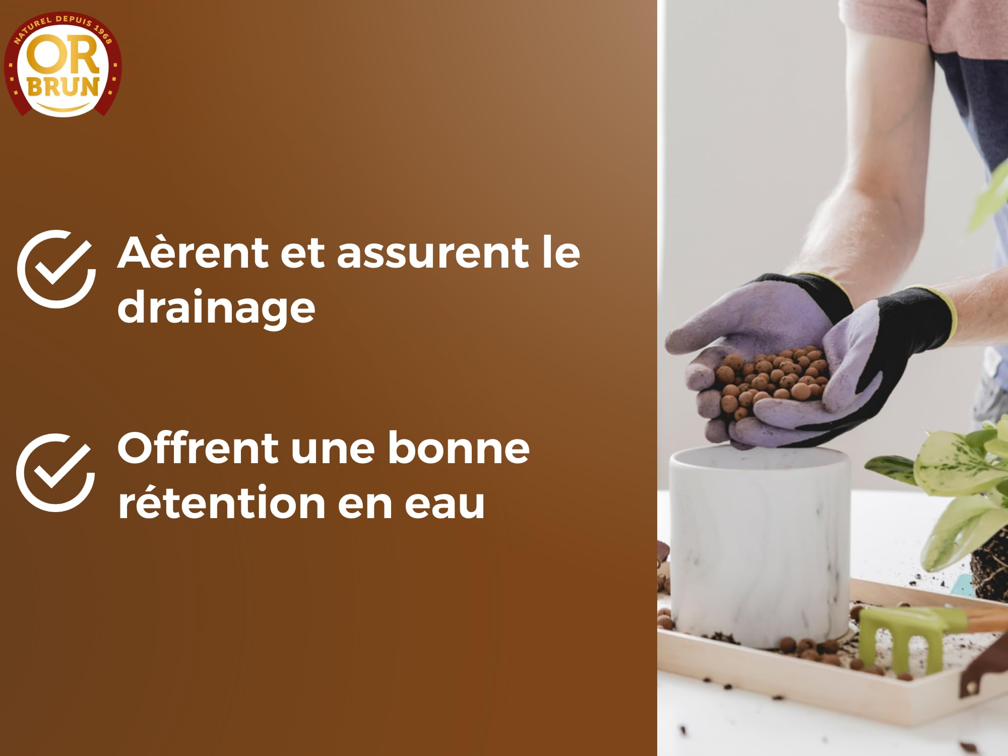 OR BRUN Billes d'argile OBRPARG6U - 6L - Favorise Le Drainage (Lot de 4)