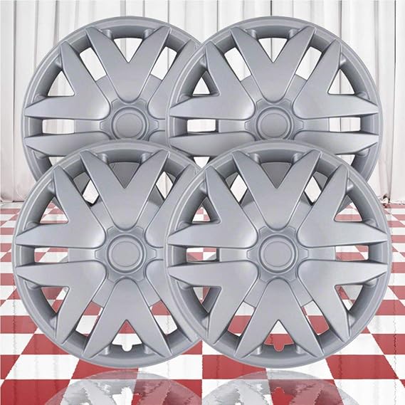 Brighter Design Set of 4 16" Pushon Silver Hubcaps for